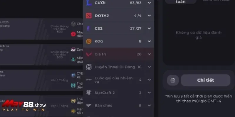Lựa chọn trò chơi Esport yêu thích tại hệ thống
