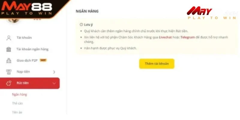 Những lưu ý khi thực hiện giao dịch tại May 88